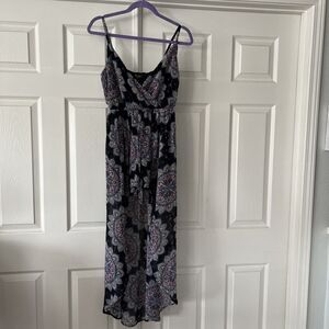 Lily Rose Junior Womens Jumper Dress Hi Lo Size Small Mock Wrap Sheer Sleeveless